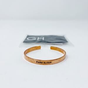 New Gage Huntley Boss B*tch Cuff Bangle Bracelet Solid Copper Rose Gold Stamped